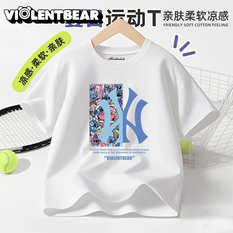 暴力熊男童t恤短袖2025年衣服儿童夏季新款纯棉运动凉感男孩短袖