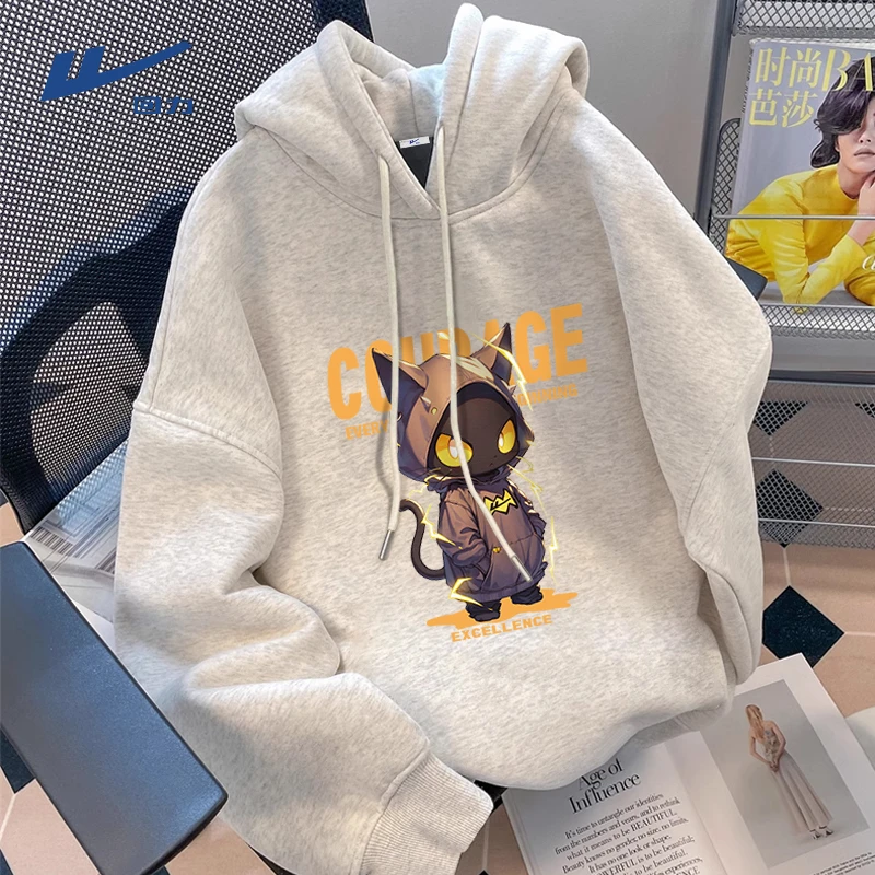 回美式嘻哈复古连帽卫衣男女春秋季潮流宽松显瘦遮肉百搭套头外套