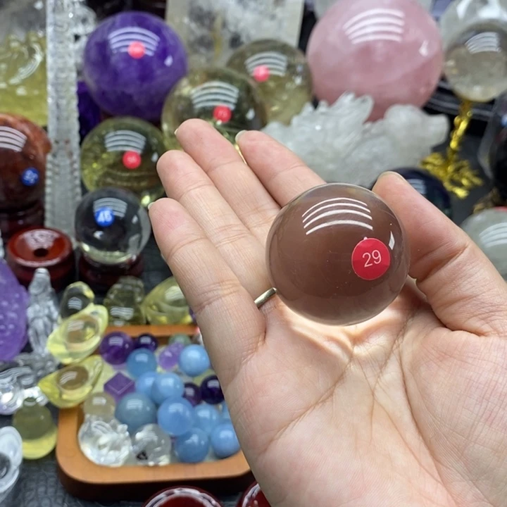 招***欢石材天然白水晶球