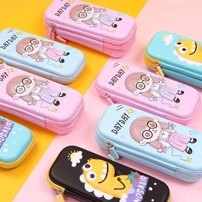 新款硬壳文具盒pu女孩男孩小学生多层笔袋卡通可爱收纳袋（一层）