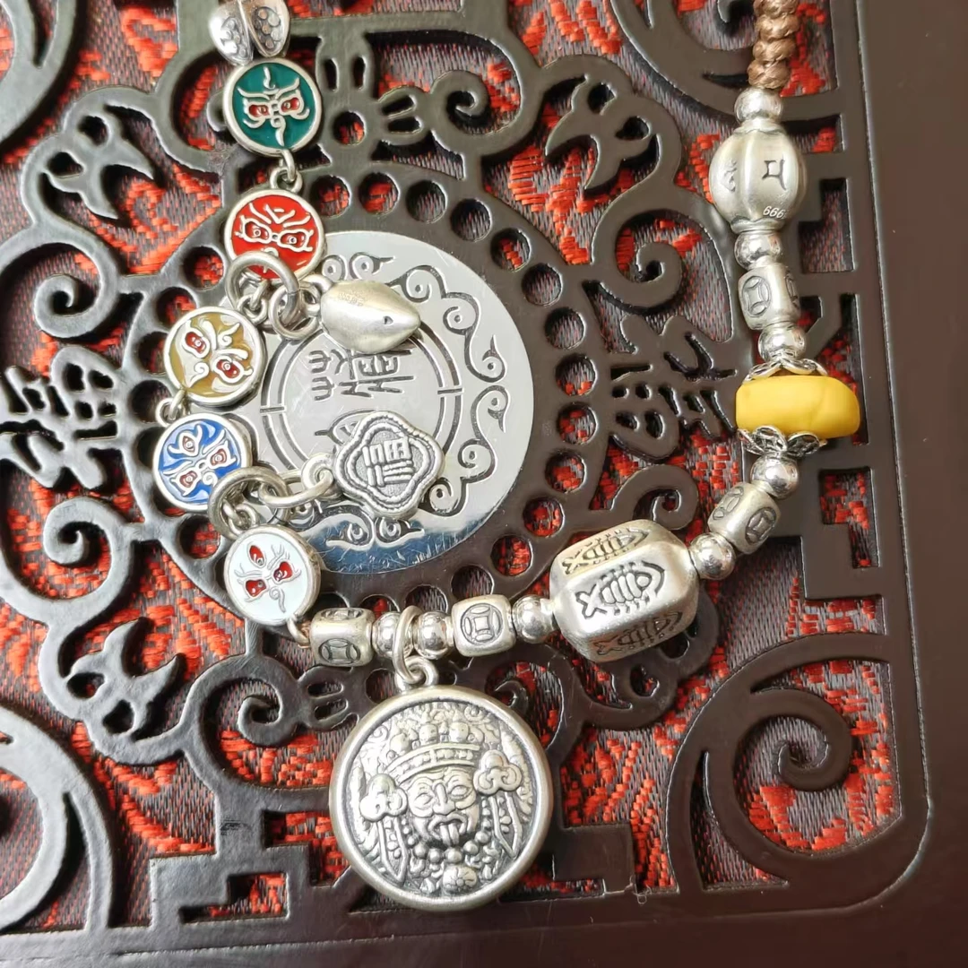 吊坠925银 扎基五路财神银吊坠