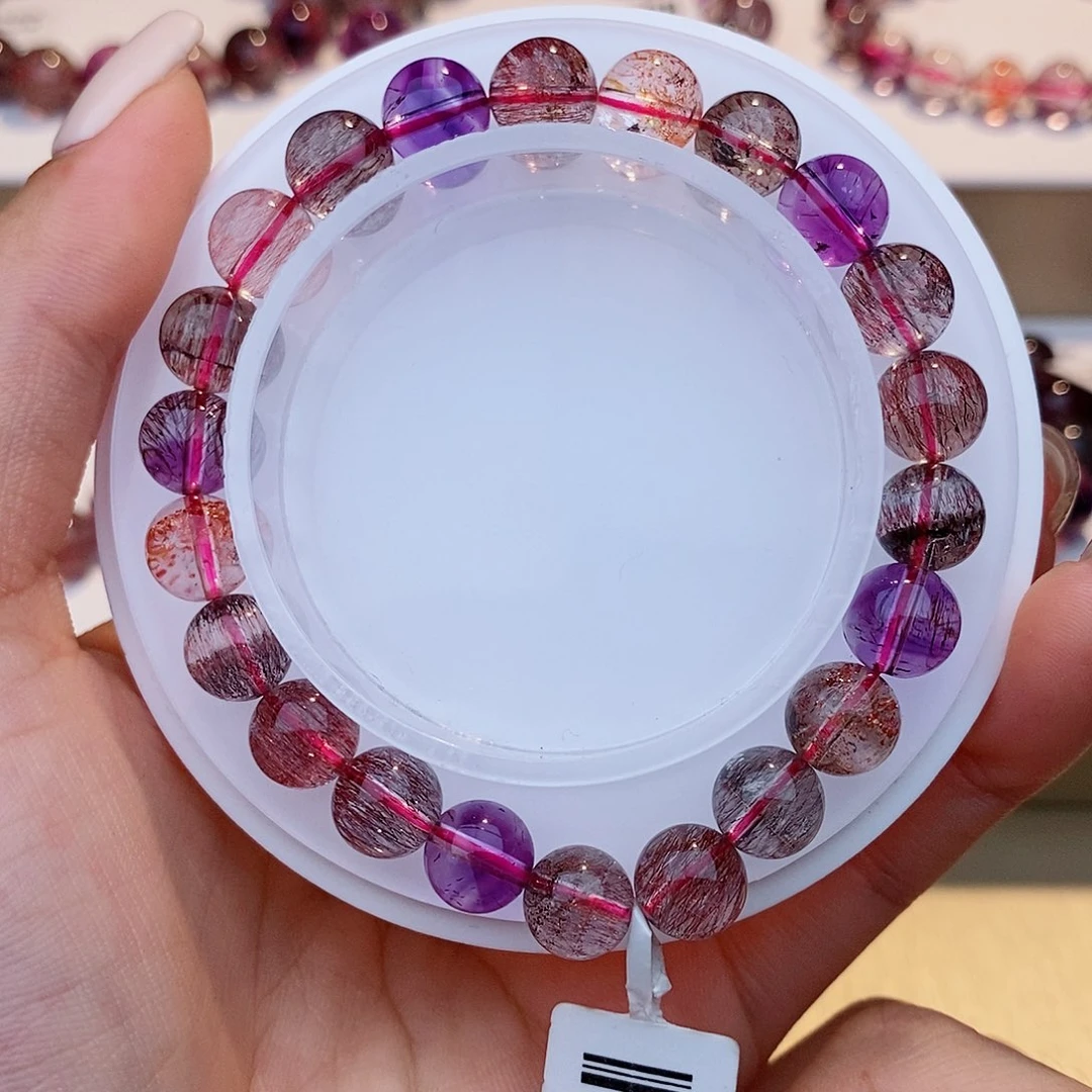 未镶嵌水晶手链黑加仑超七8*