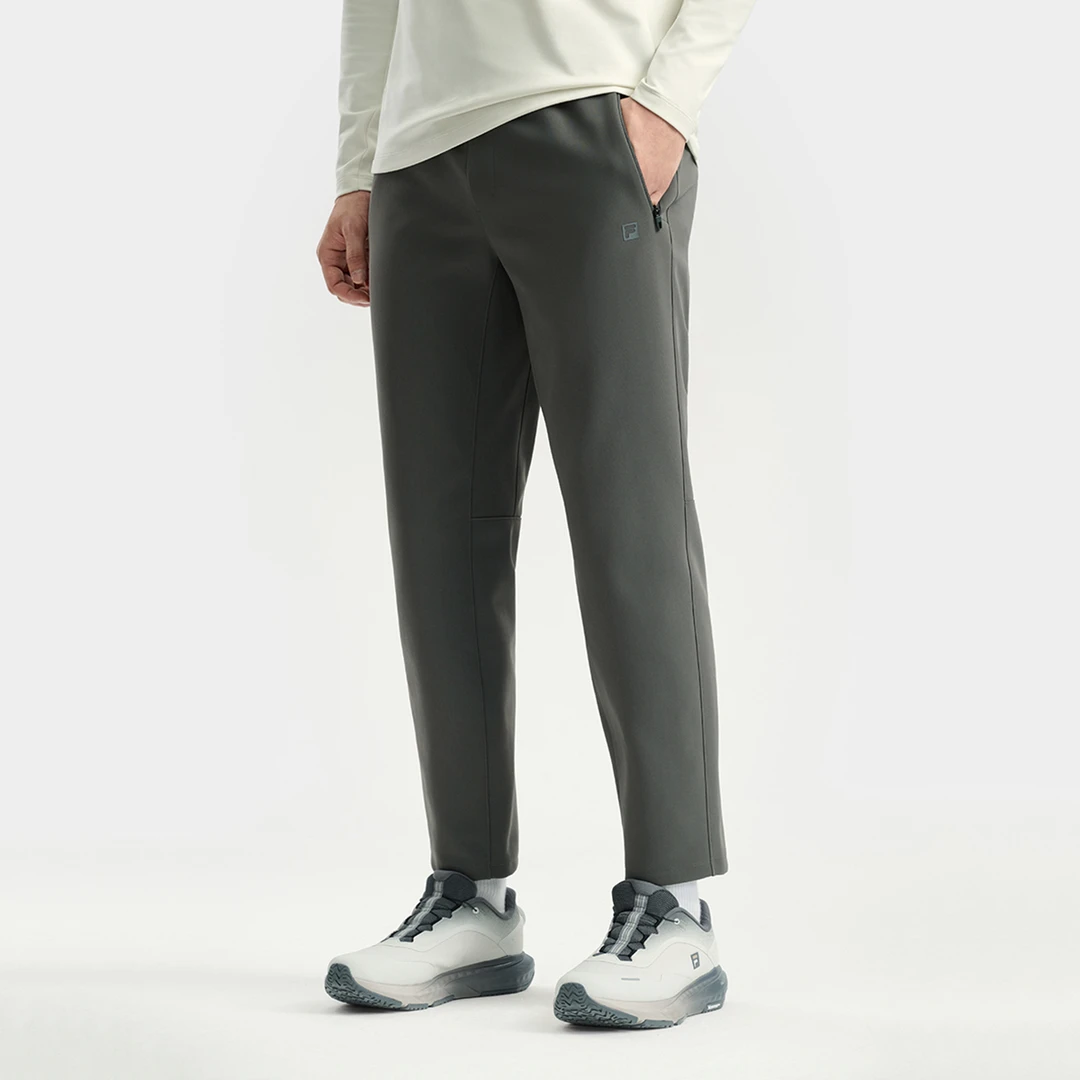 FILA/斐乐男子秋冬加厚运动系带休闲中腰防水直筒长裤A11M541603F