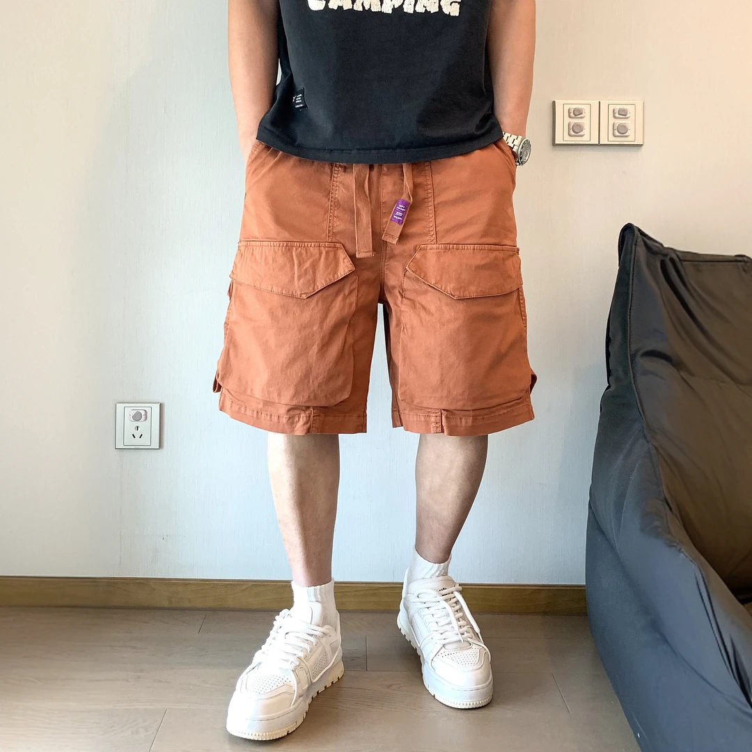 尼皮怀恩夏季新款工装短裤男潮牌潮流重磅水洗青年休闲五分裤