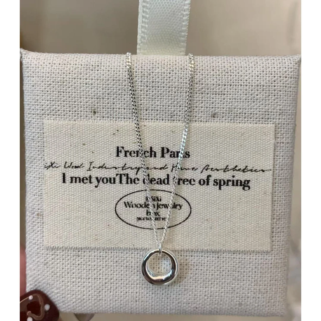 吊坠925银亚克力 L-T792#极简ins风高级感百搭圈圈项链