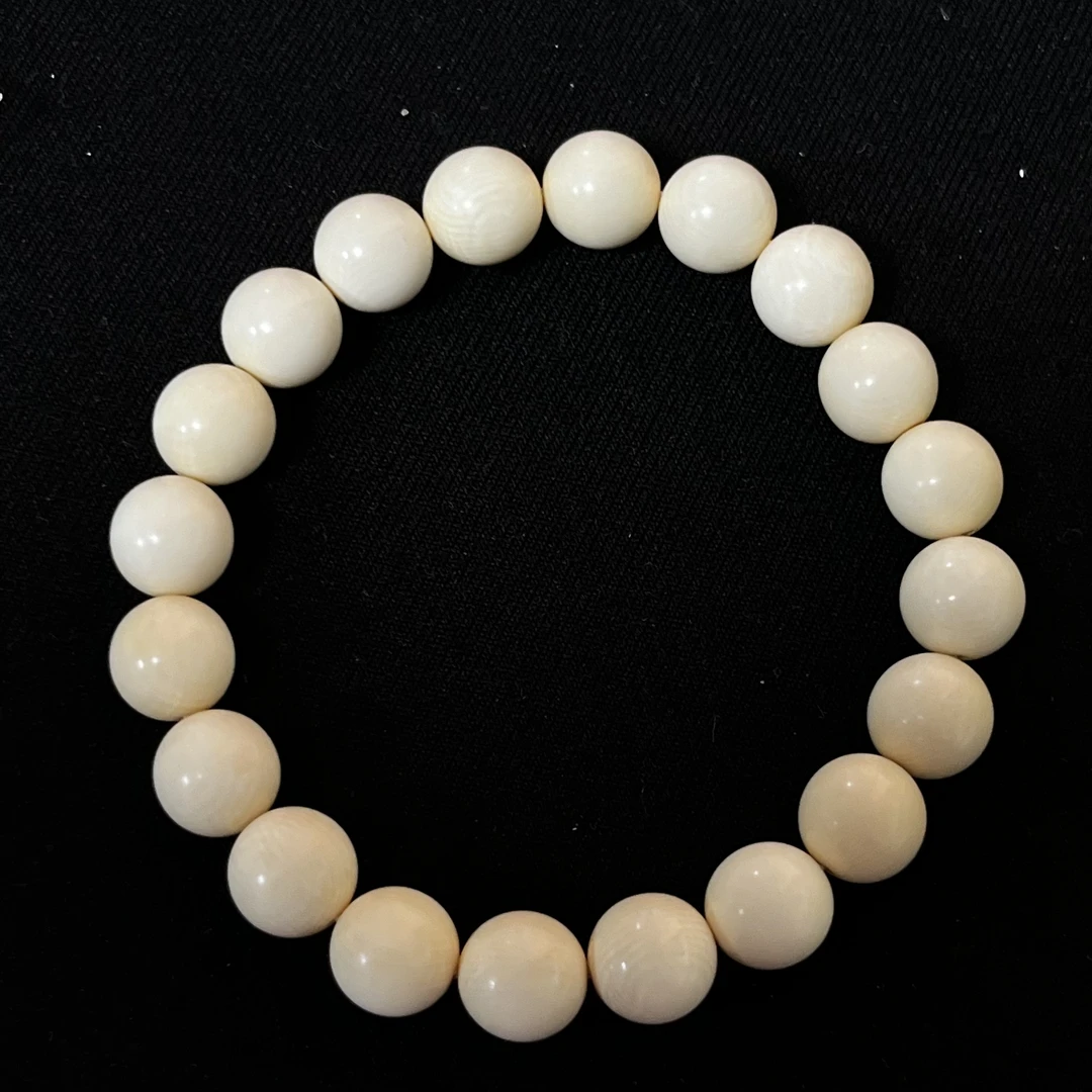 A057 （毕业级）同根同置精选肉芯料圆珠串珠 5A料 只做天然猛犸牙