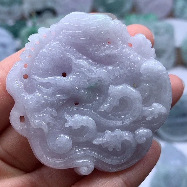翡翠未镶嵌颈饰仿古龙行天下两面工艺福利