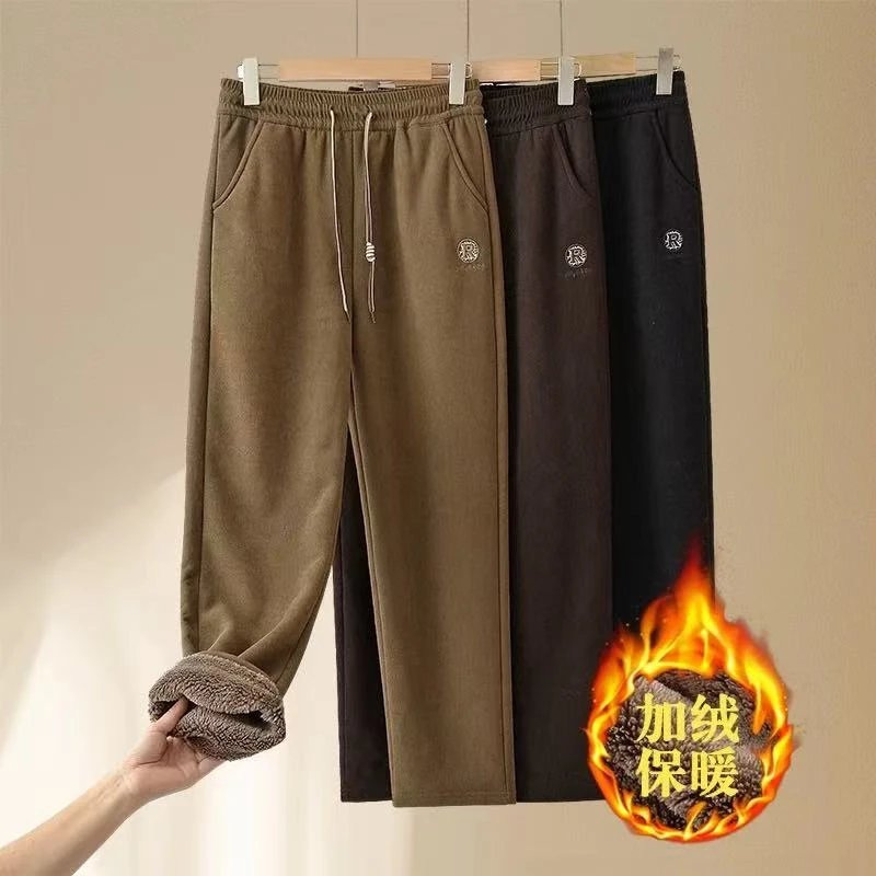 正版加厚妈妈装加绒裤子秋冬季大码宽松中老年冬装女裤妈妈休闲裤