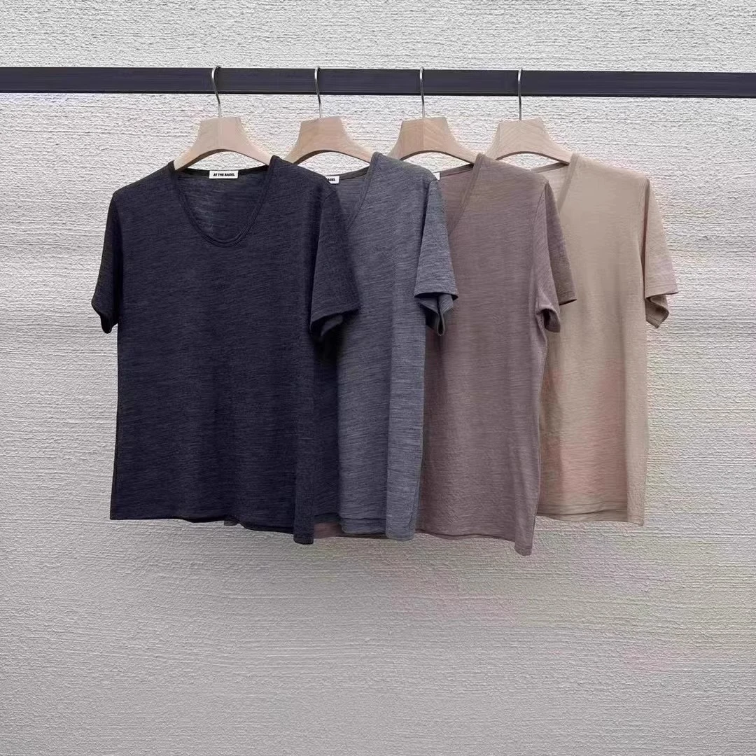 现货 韩国代购2024早秋新款 at the bagel女款百搭简约短袖T恤