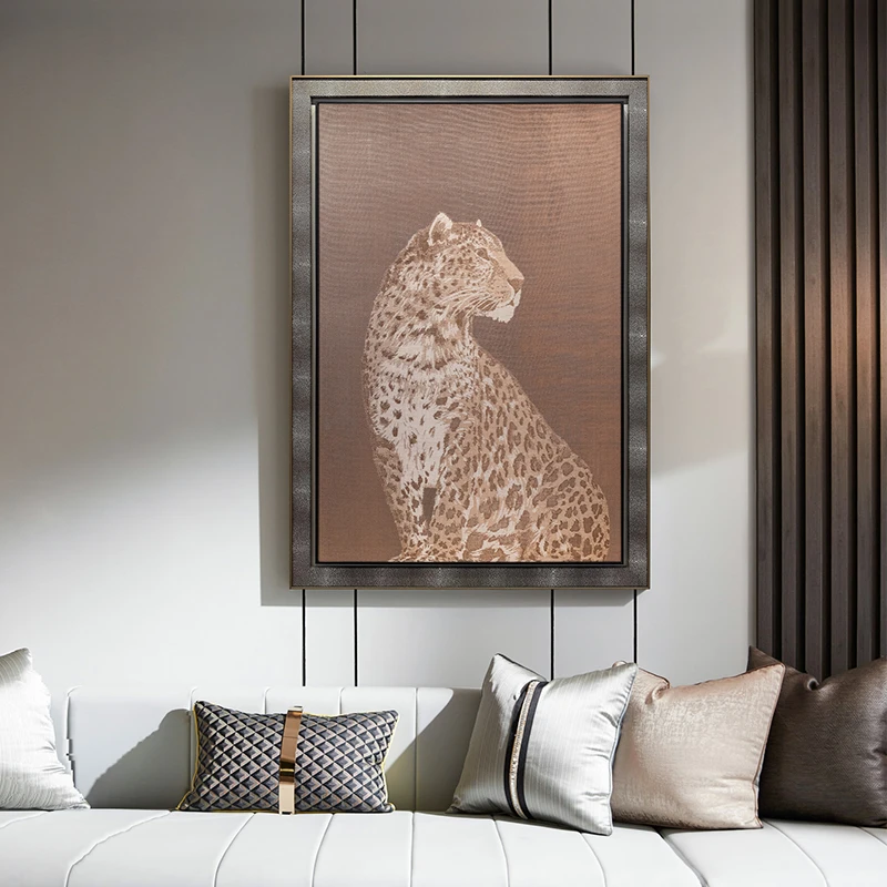 《金钱豹》尺寸95*135厘米客厅画皮沙发【不包安装】