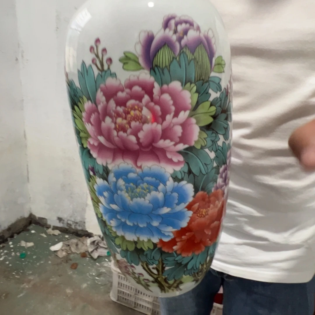 瓷片景德镇陶瓷牡丹花大花瓶2只