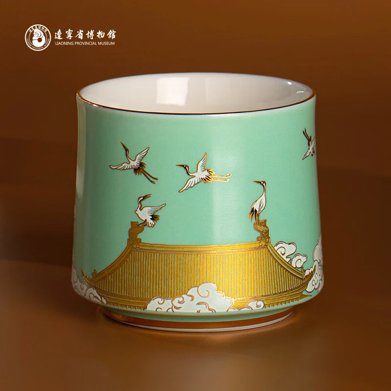 辽宁省博物馆 瑞鹤呈祥主人杯文创马克杯陶瓷水杯生日礼物文创意