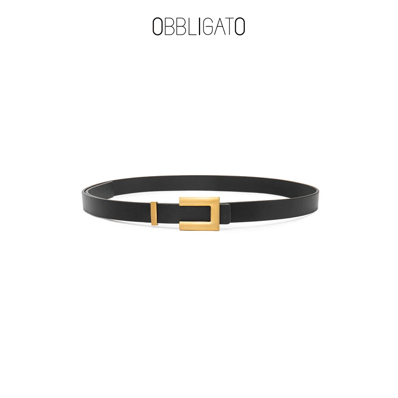 OBBLIGATO奥丽嘉朵2025秋季新品宽2CM金属几何设计扣皮带