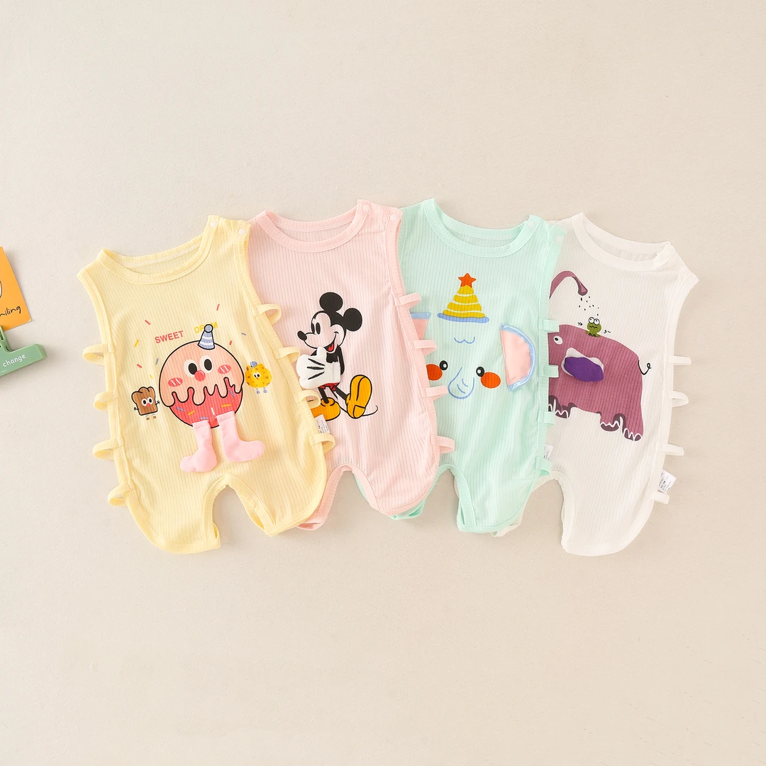 新生婴儿夏季琵琶服捏捏乐可爱卡通外出服