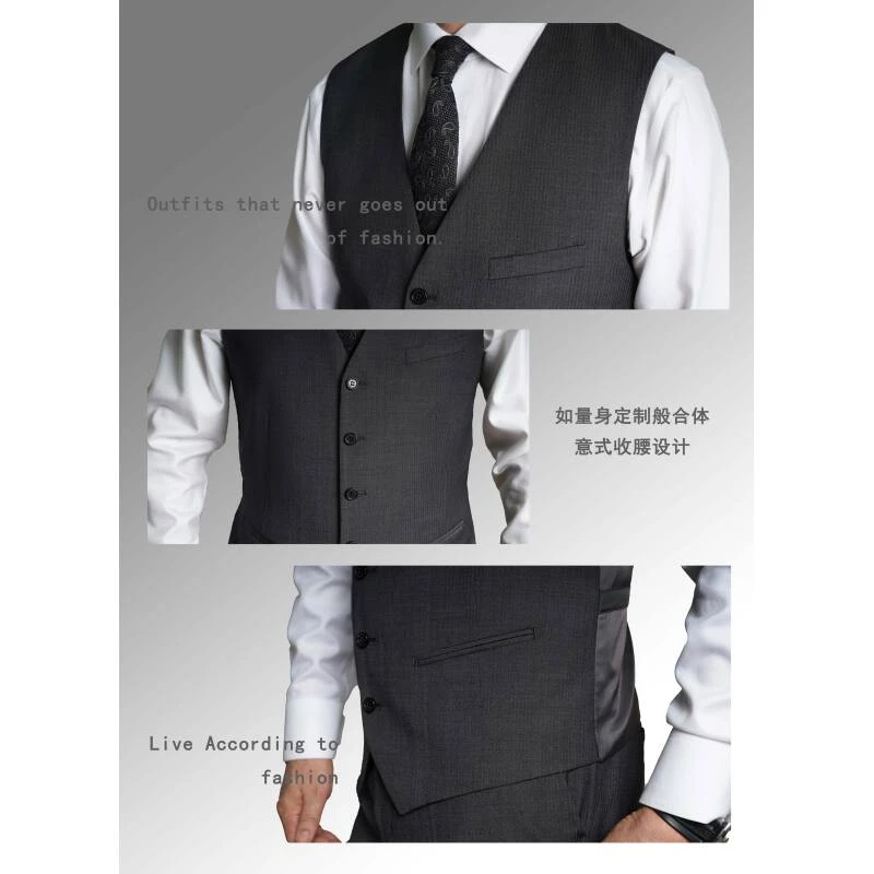 【洺瑞哥】灰色细条纹西服马甲M-MJ197670-2-292086-R1