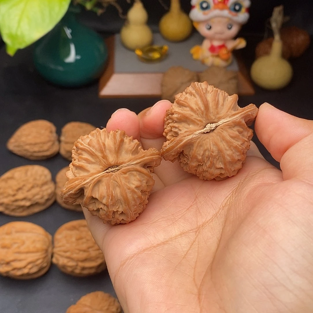 把件文玩核桃福**家三角白