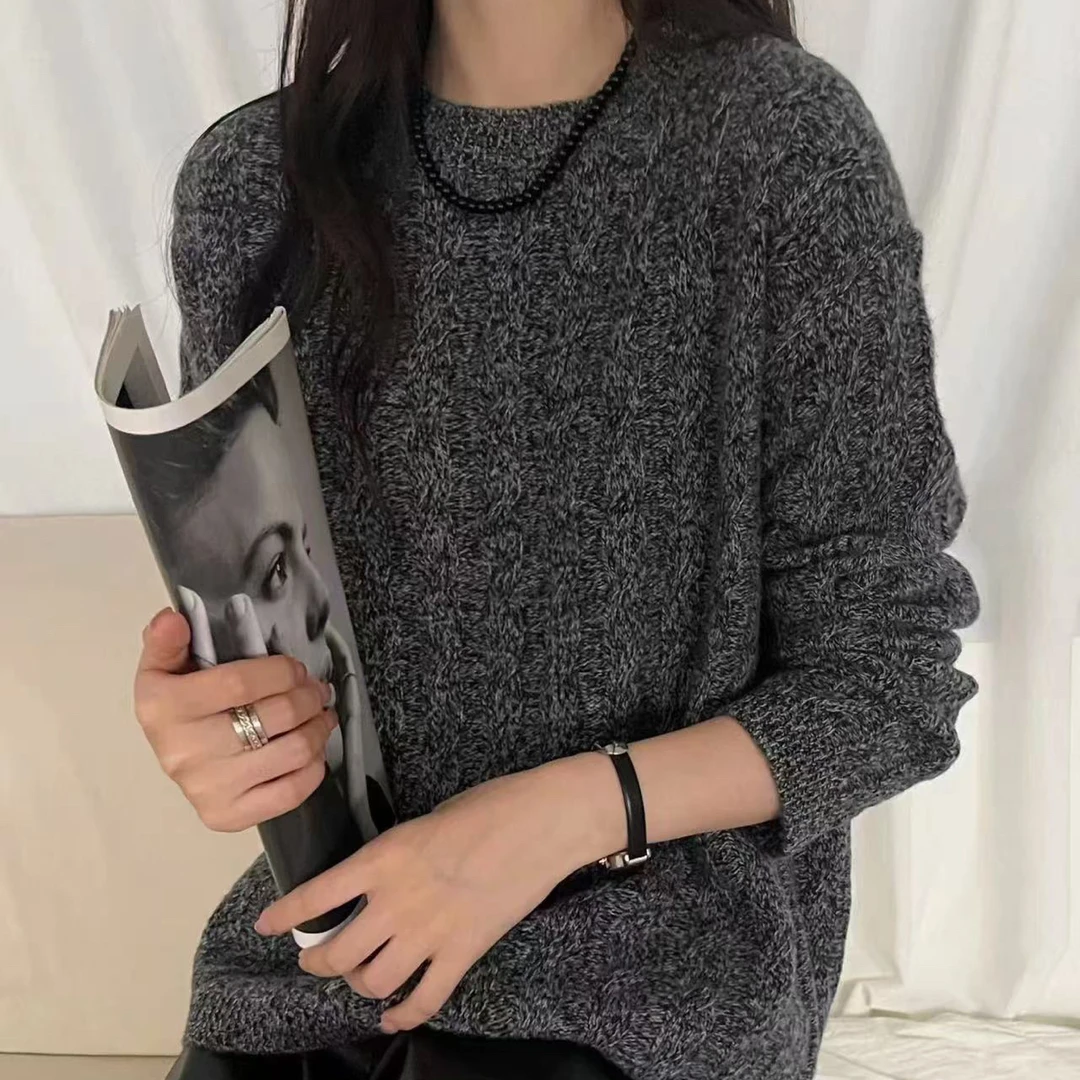 欧洲站 圆领 花纱毛衣！厚实 保暖 宽松亲肤 7136