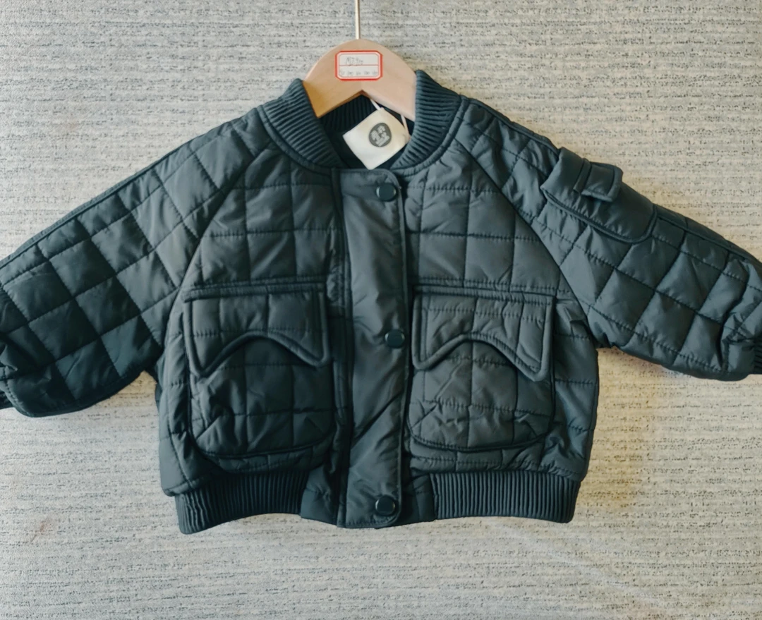 ME910男宝黑色正方形弧形口袋棉服加厚秋冬时尚休闲