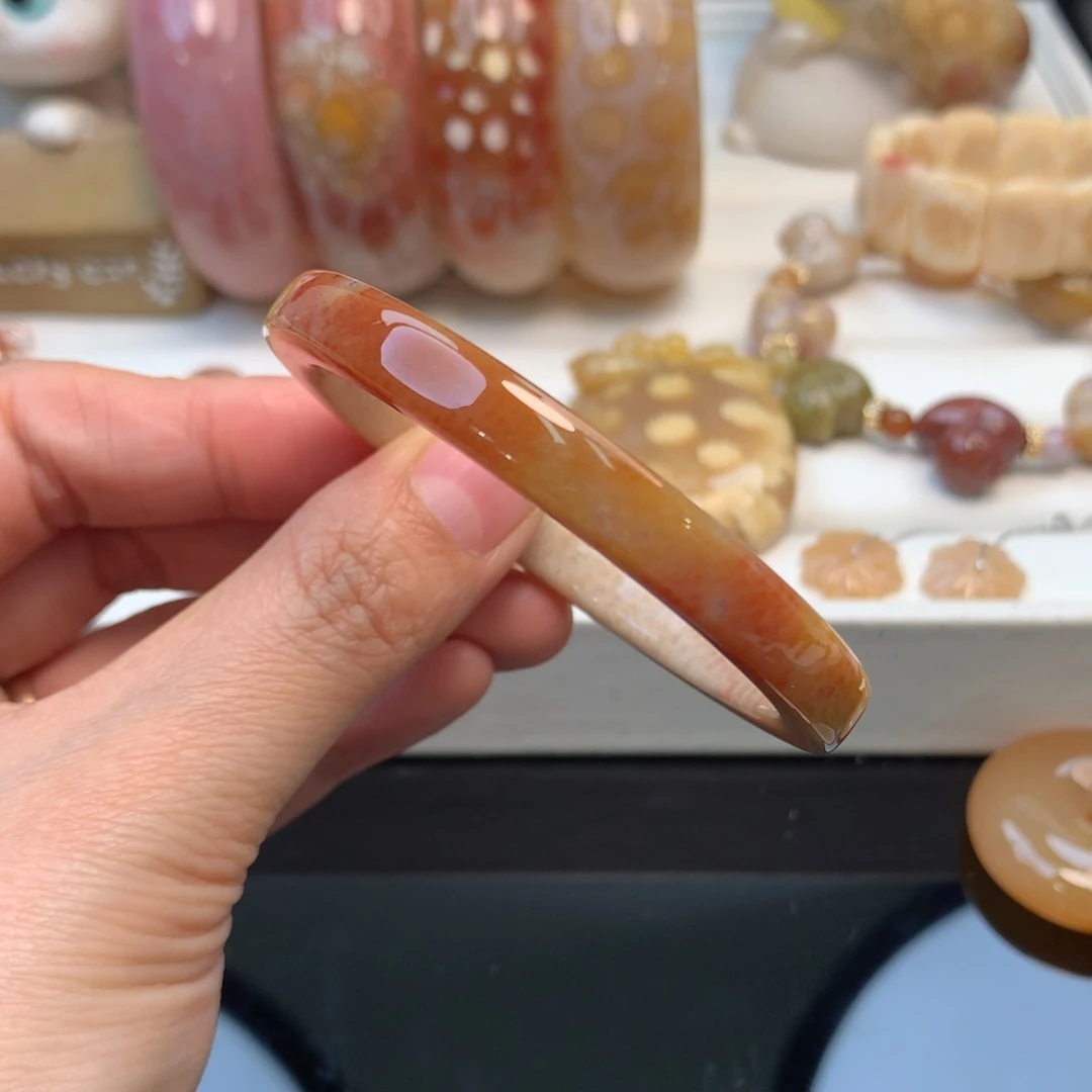 硅化珊瑚（珊瑚玉）手镯未镶嵌方镯52.7口原500