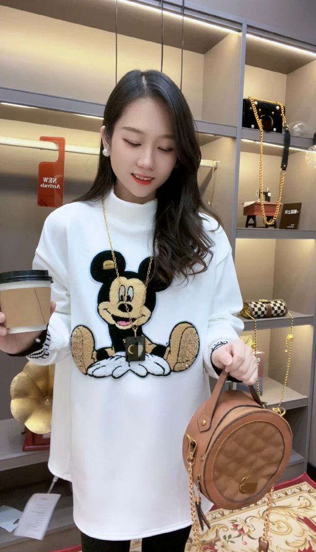 【玩偶迷奇】重磅潮牌打底白T恤上衣宽松百搭加绒加厚秋冬新款韩版