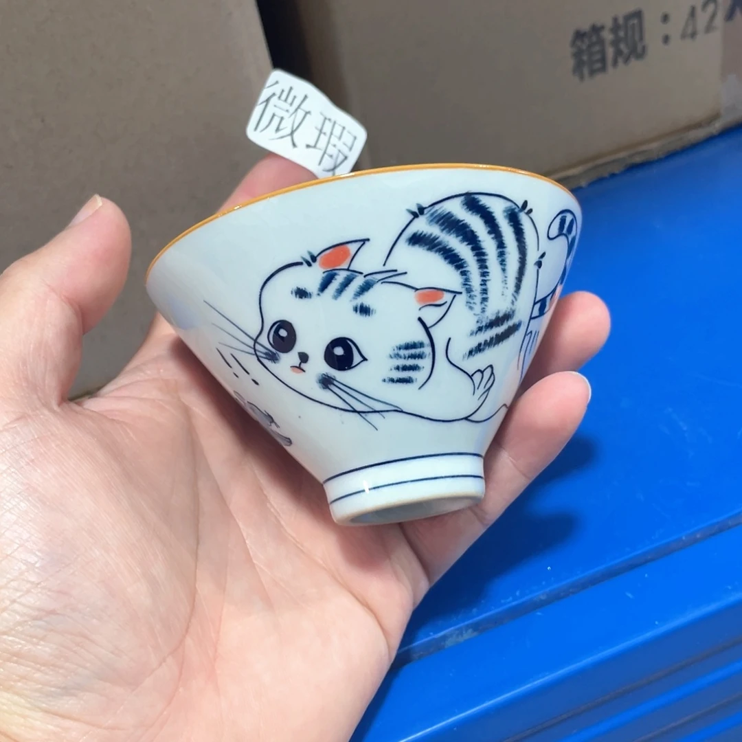 釉下手绘茶具微瑕