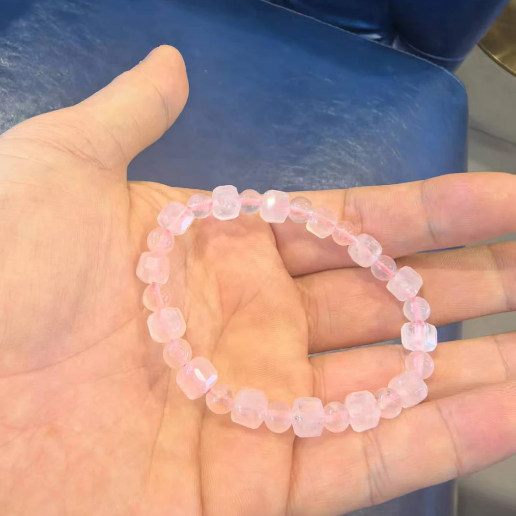 非金属仿水晶手链 宝丫轻奢 日常穿搭链粉色小方糖手串K895