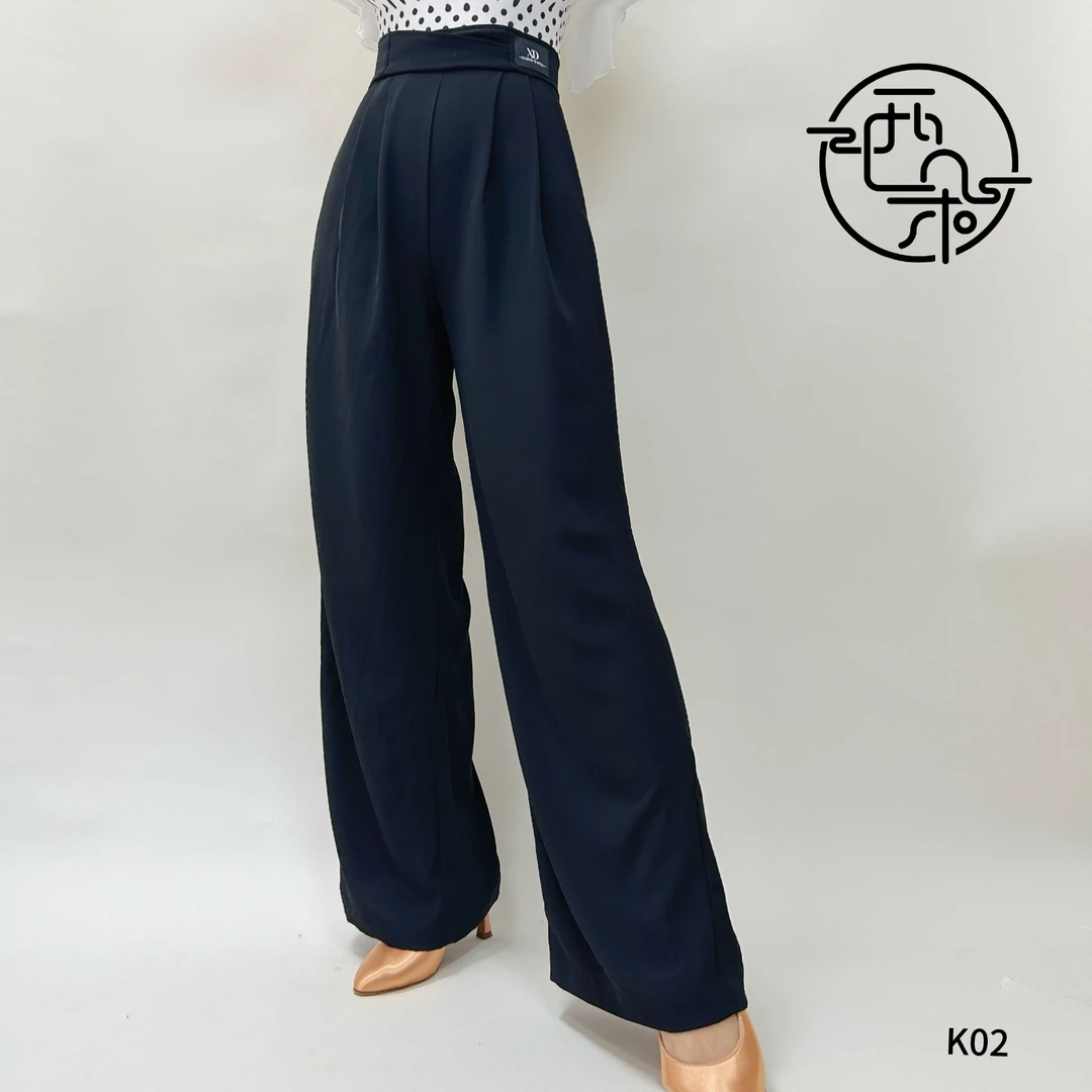西朵舞服摩登舞简约收腰斜纹阔腿长裤XDK02