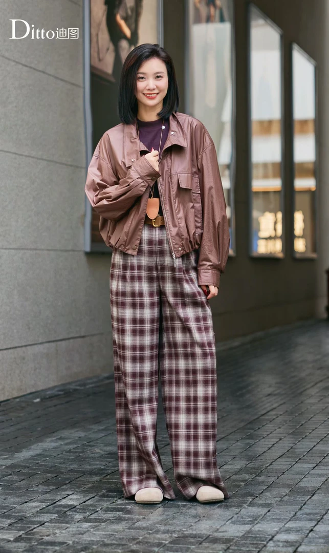 Ditto/迪图237韩版直筒格子裤