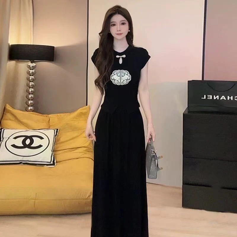 轻奢定制法式印花复古中长款显瘦洋气