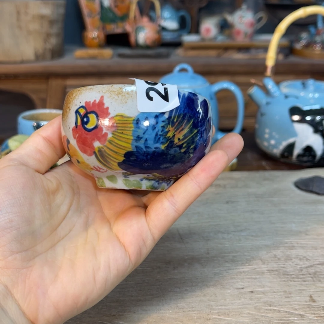 壶素浅陶瓷手工手绘