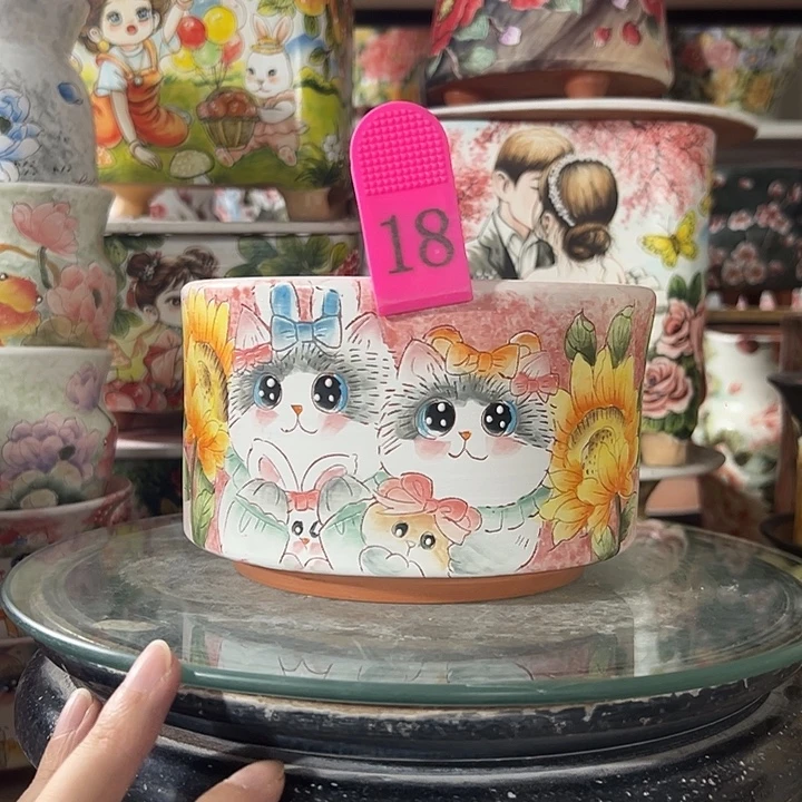 景德镇手绘花盆满38包邮