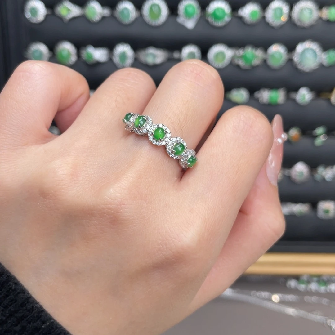 翡翠银S925镶嵌戒指