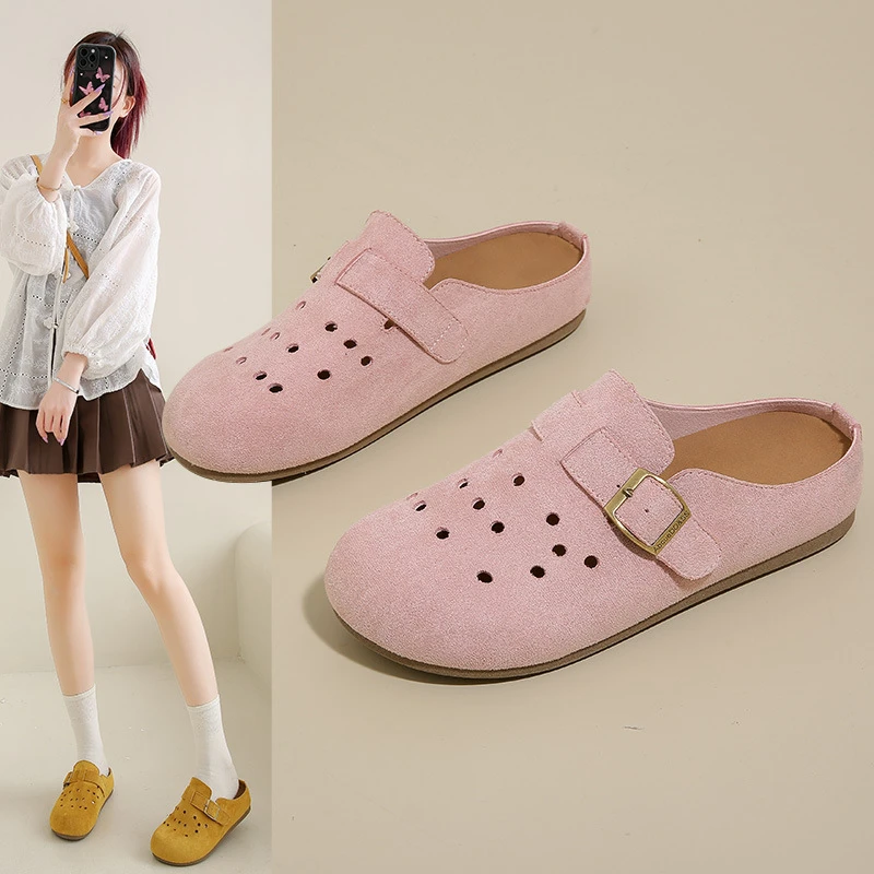 2025勃肯鞋子女春季新款韩版ins女学生休闲百搭镂空半拖鞋街拍Y03