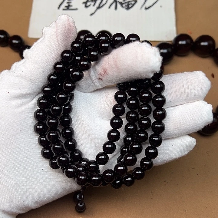 小叶紫檀手串/手链0.8*108 细金星