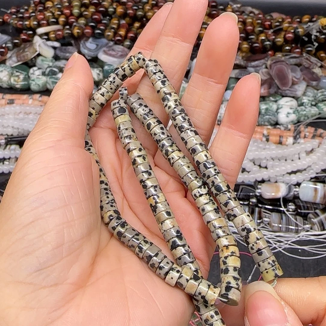 玛瑙/玉髓合金珠宝半成品斑点石6mm一条