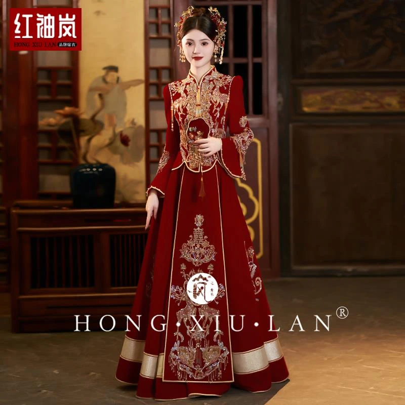 高端秀禾服2025年新款中式新娘结婚婚纱礼服女显白嫁衣小个子秋冬