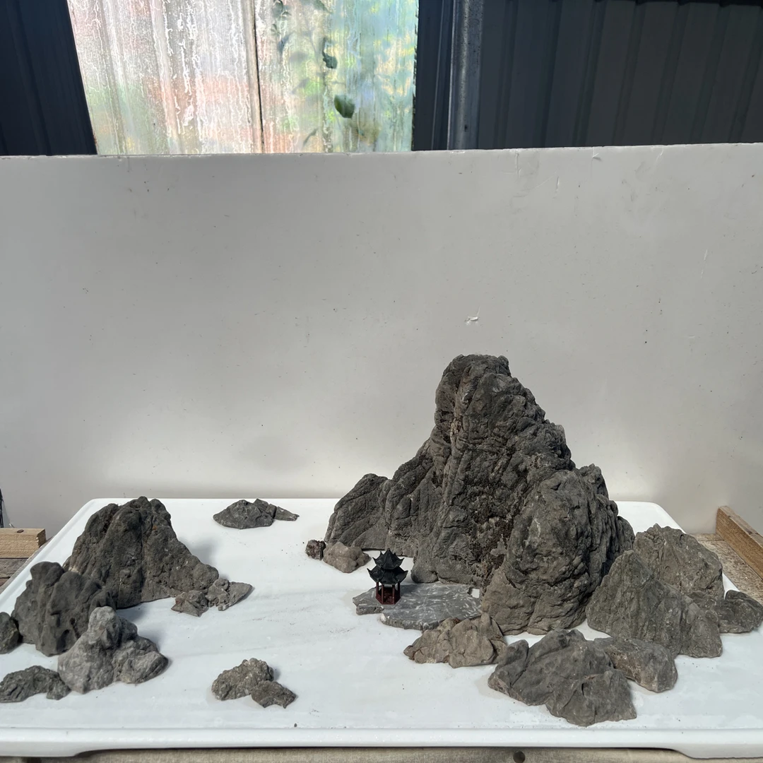 龟纹石山水盆景组合（散石发货，不带盆）