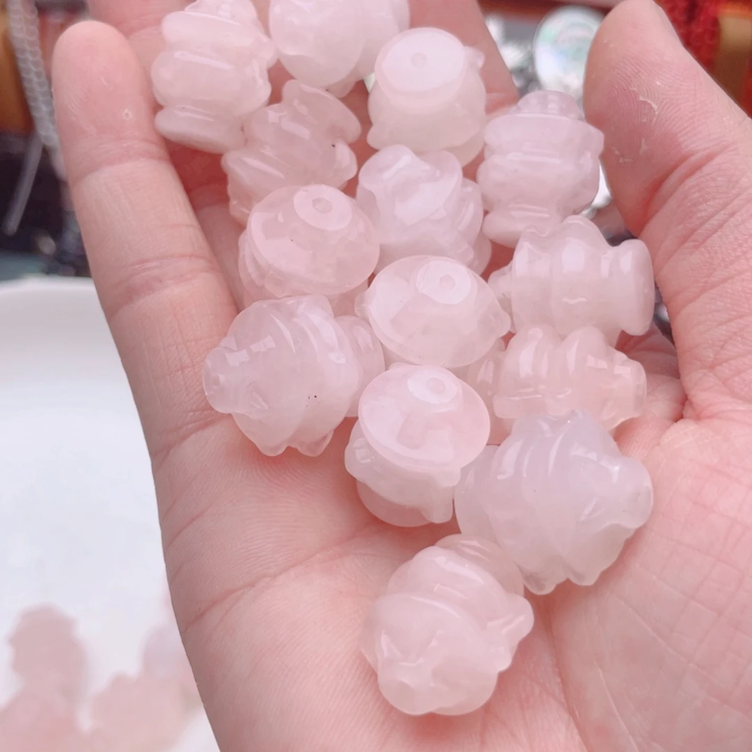 天然马粉花篮丹炉形状3颗装随机发通孔女款手工diy