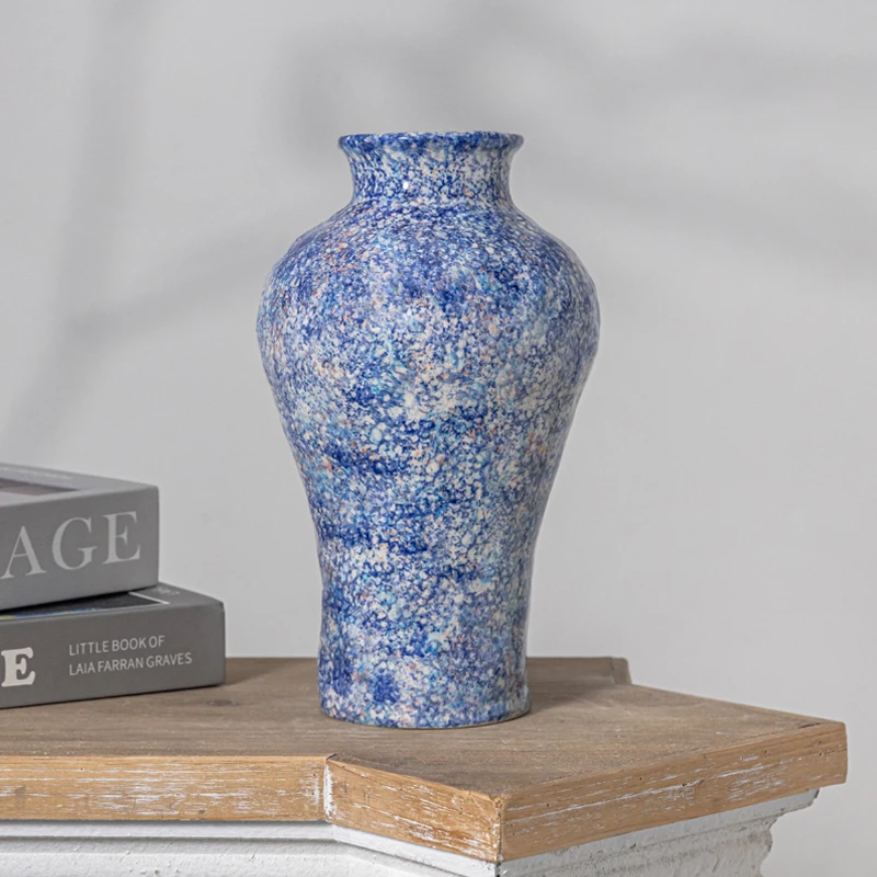 景德镇新中式花瓶陶瓷复古水培陶罐落地装饰干花客厅插花智能摆件