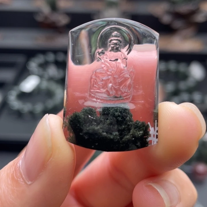 颈饰未镶嵌水晶绿幽灵聚宝盆吊坠