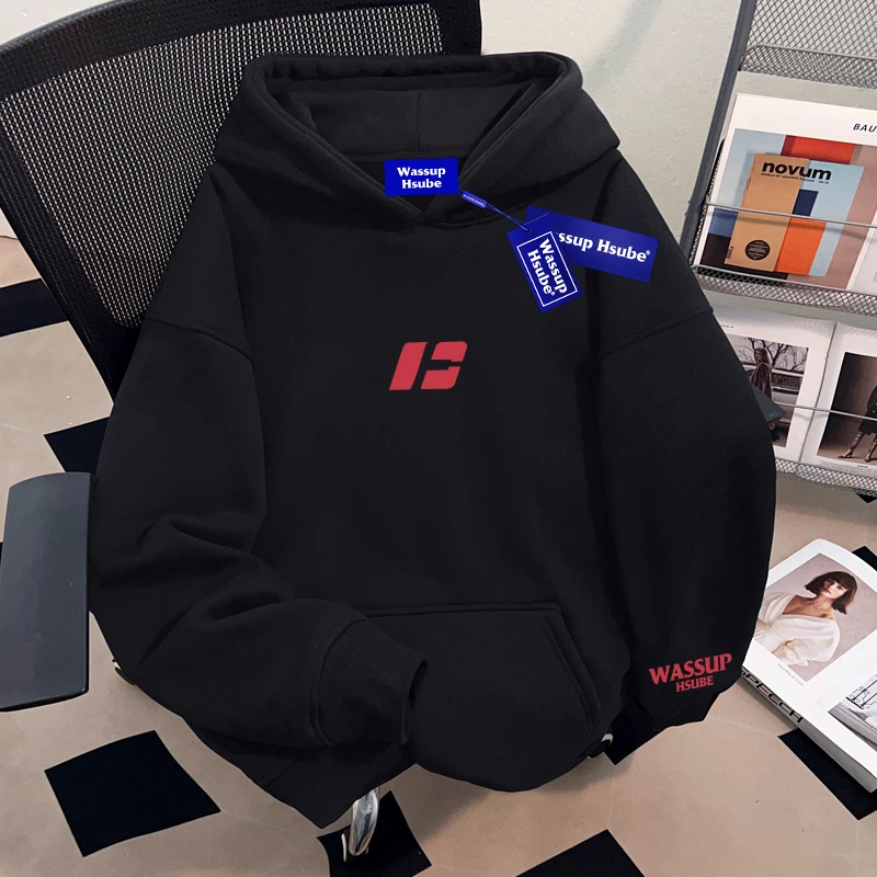 WASSUP HSUBE美式简约休闲套头连帽卫衣男士2025新款慵懒宽松上衣