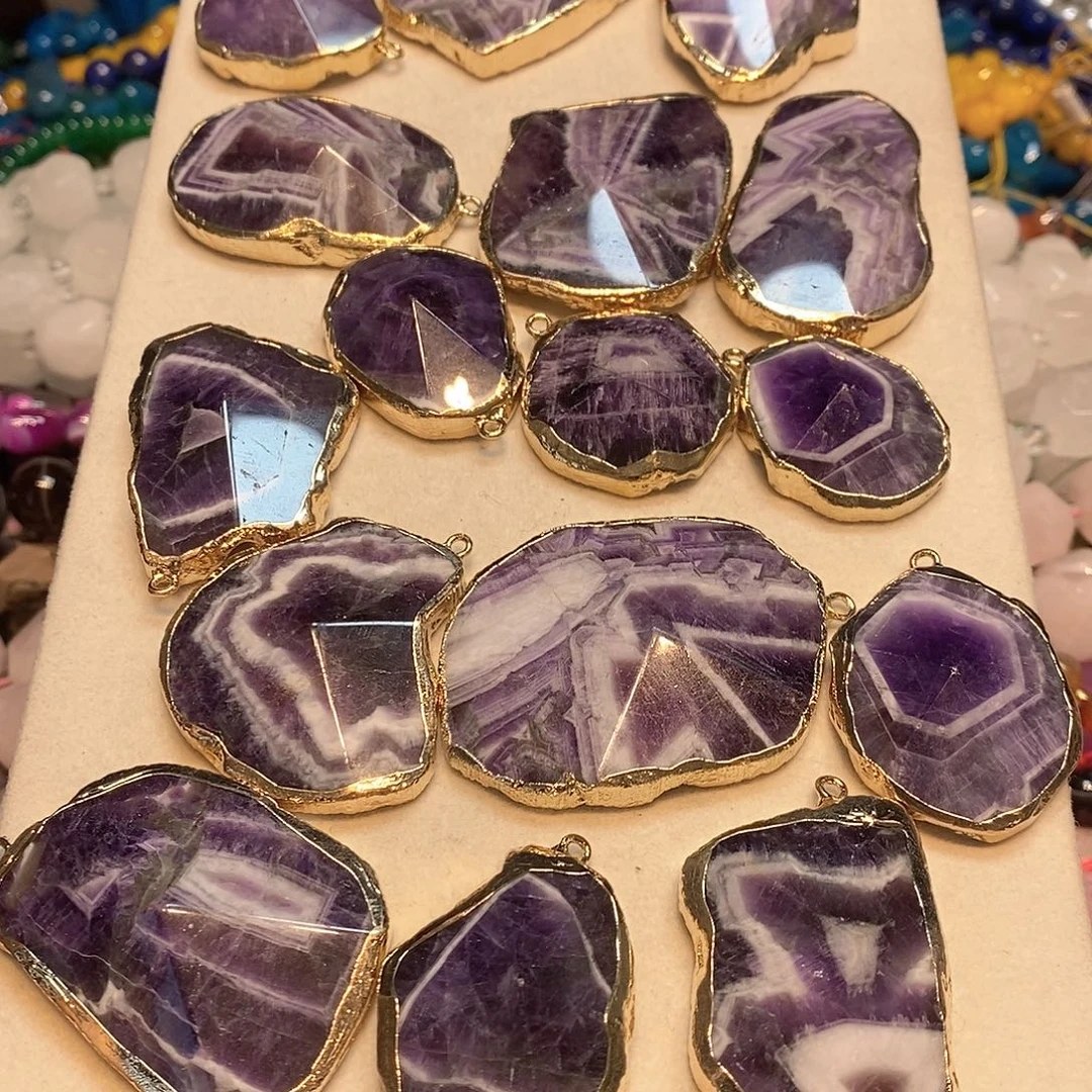 玛瑙/玉髓未镶嵌珠宝半成品天然紫水晶吊坠一颗