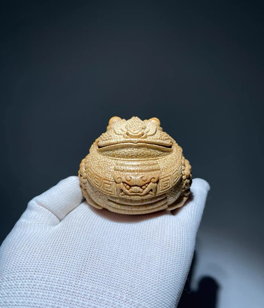 竹雕竹编竹子竹制品纯手工雕刻三足金蟾手把件文玩