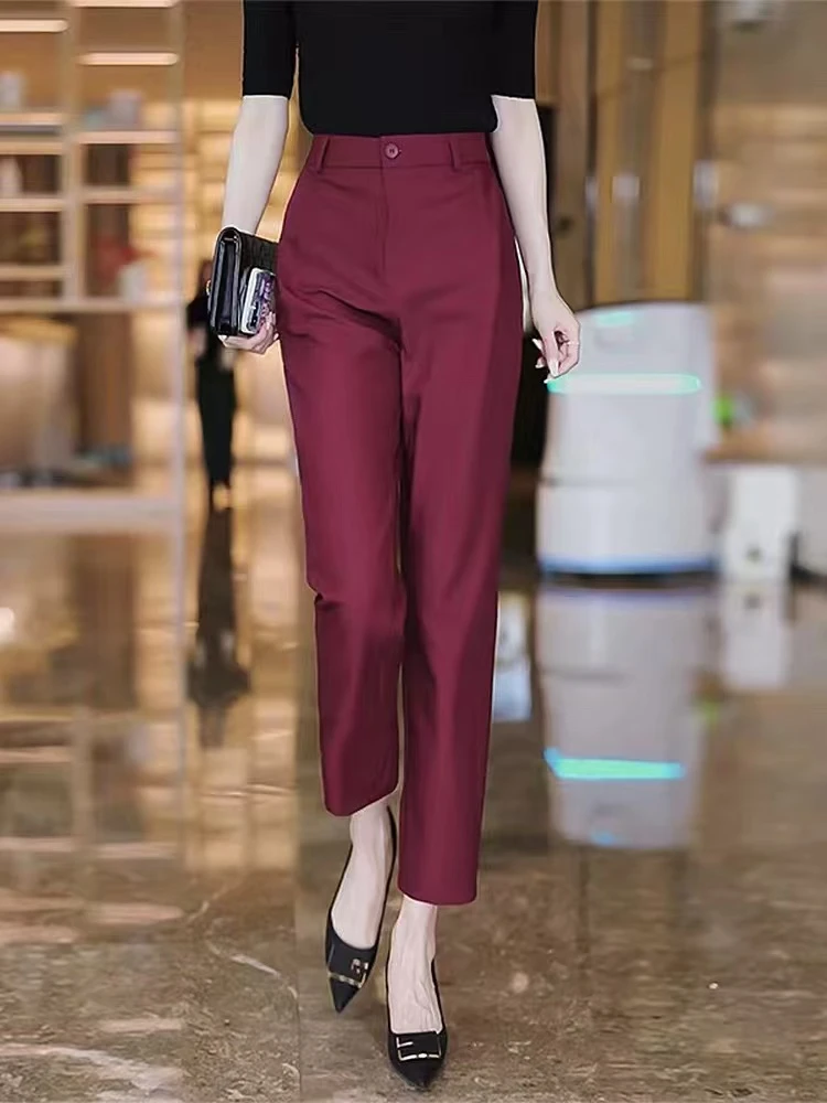 春秋烟管裤女小个子2025新款高腰显瘦直筒裤夏季气质休闲裤5833