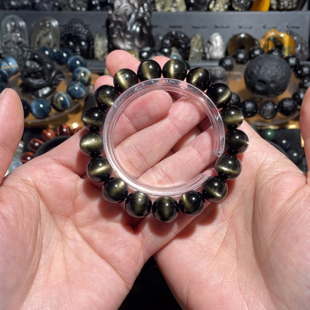 黑曜岩手串未镶嵌三*