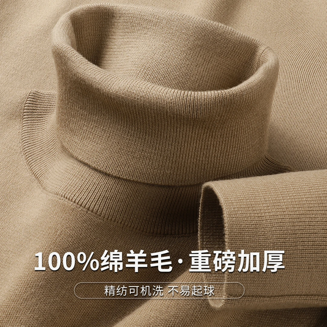 FIRS/杉杉男士羊毛衫【100%绵羊毛】可机洗舒适高领纯长袖休闲保暖