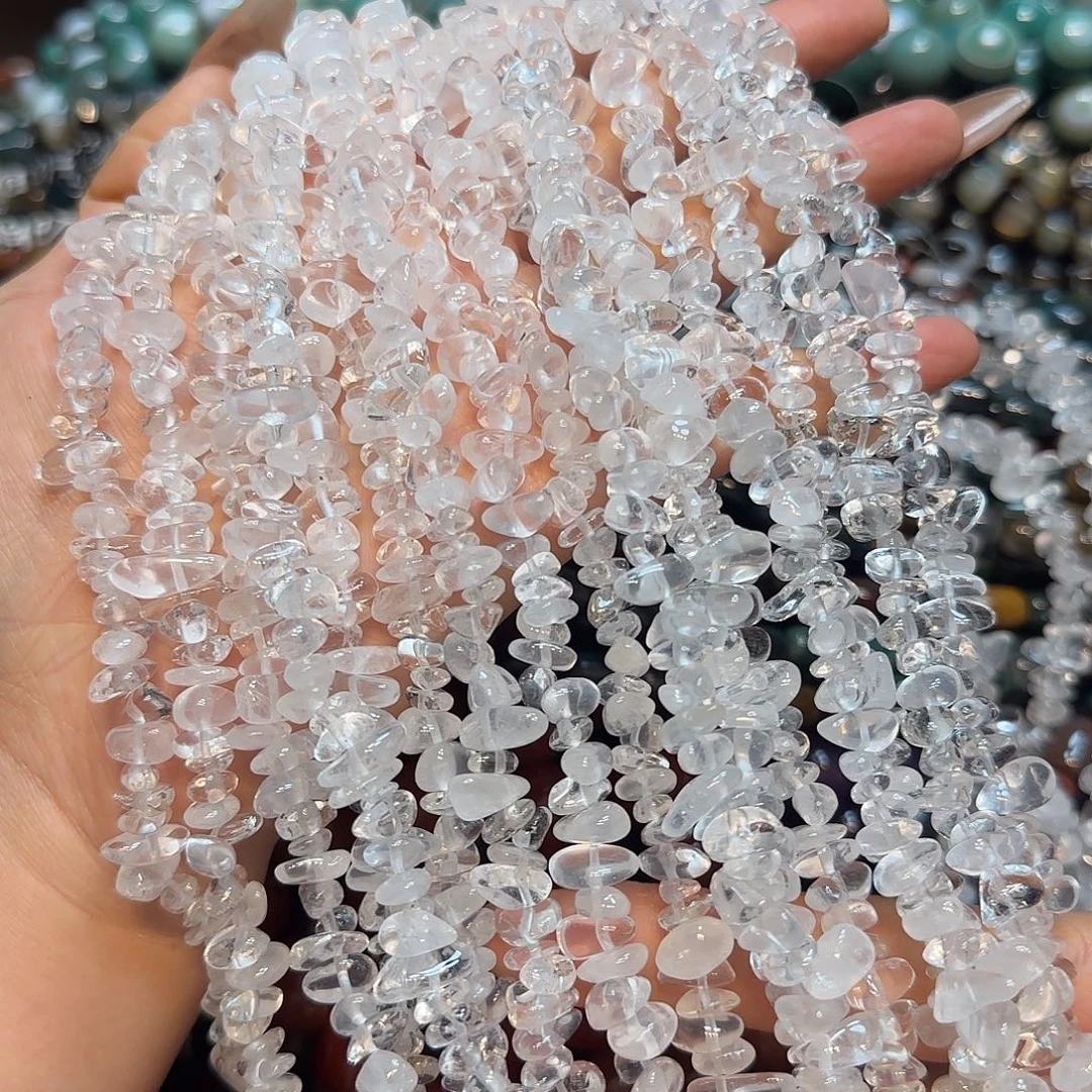 玛瑙/玉髓未镶嵌珠宝半成品天然白水晶绕手4圈