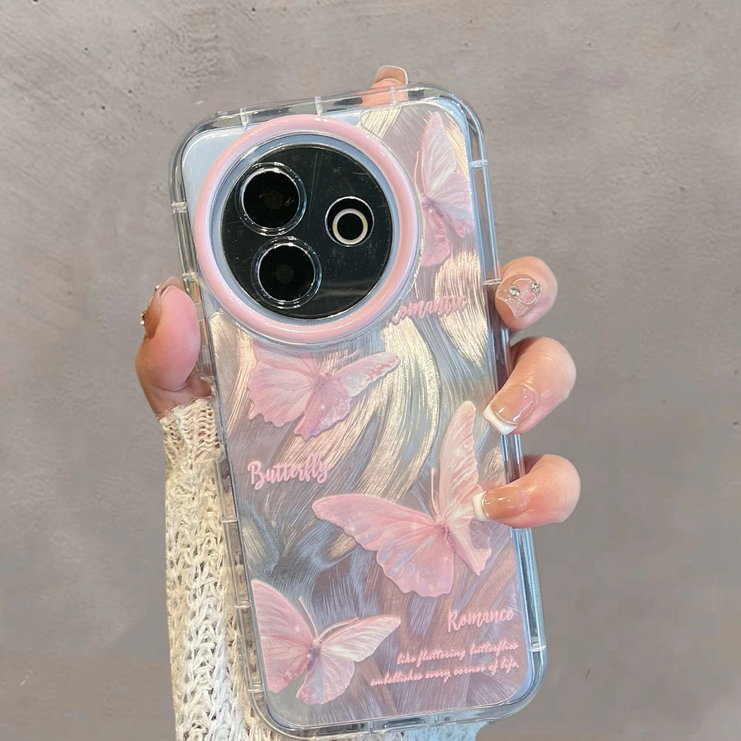 适用于vivoy300i手机壳v2444a新款女清新蝴蝶全包防摔高级感简约