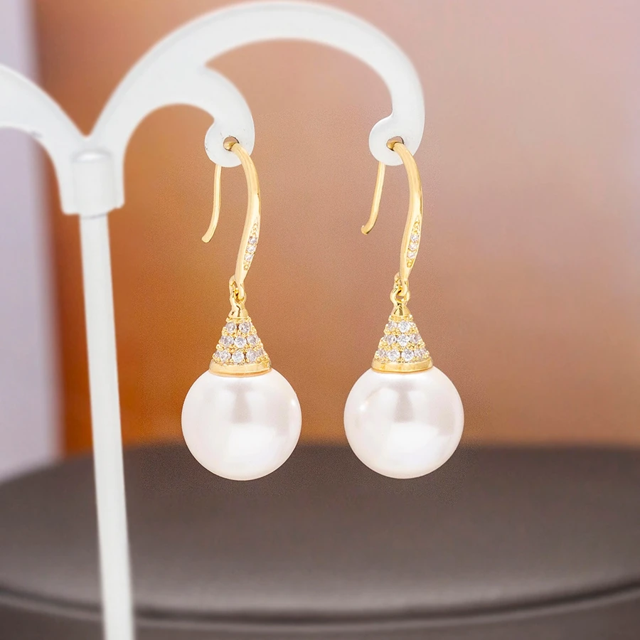 铜合金合成锆石耳饰 [白月光]2025法式浪漫珠珠时尚满钻耳环1250