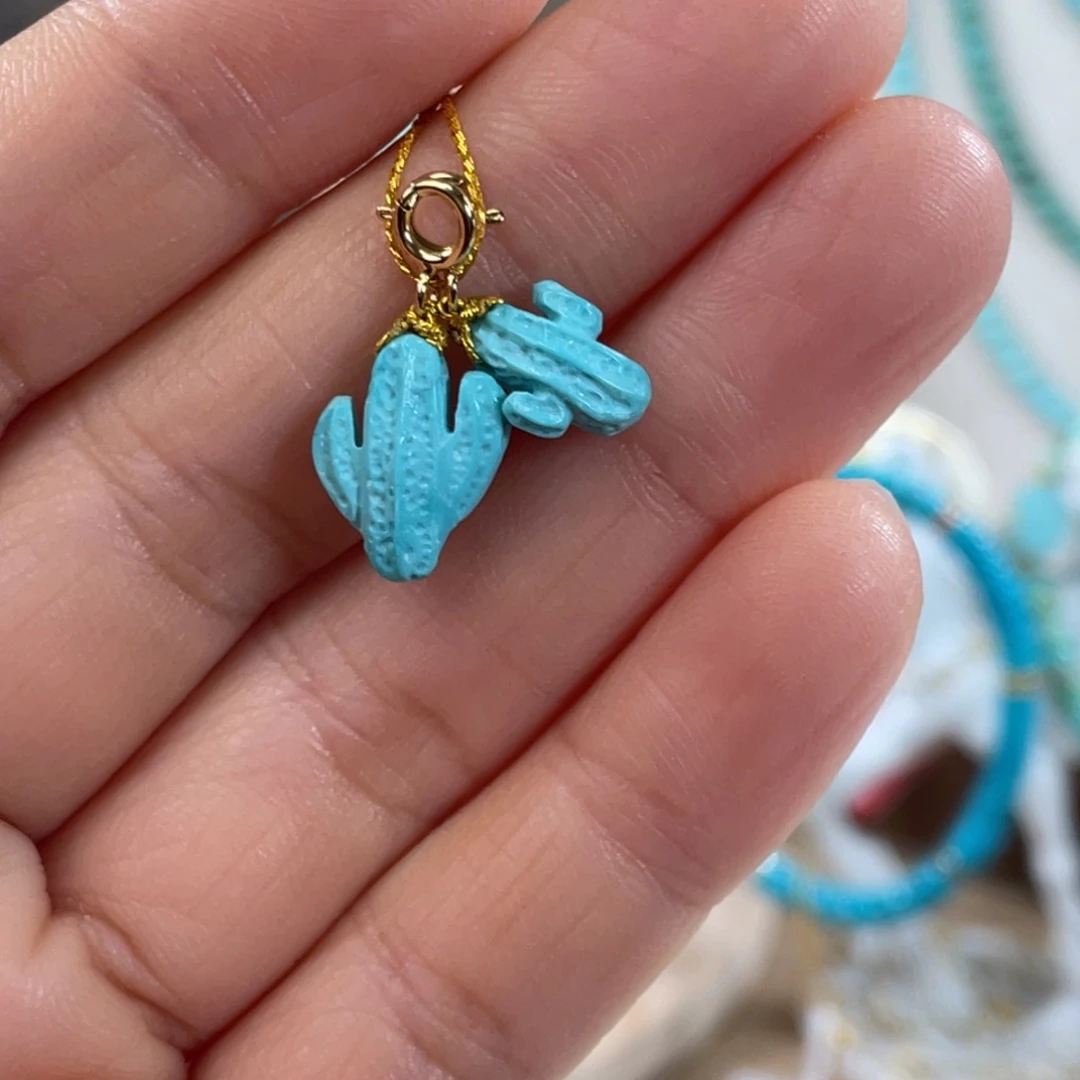 绿松石未镶嵌套链仙人掌